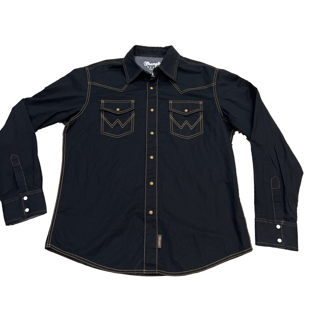 Wrangler Retro Men's Dark Blue Denim Shirt - Western Snap Front - NWOT - Picture 3 of 6